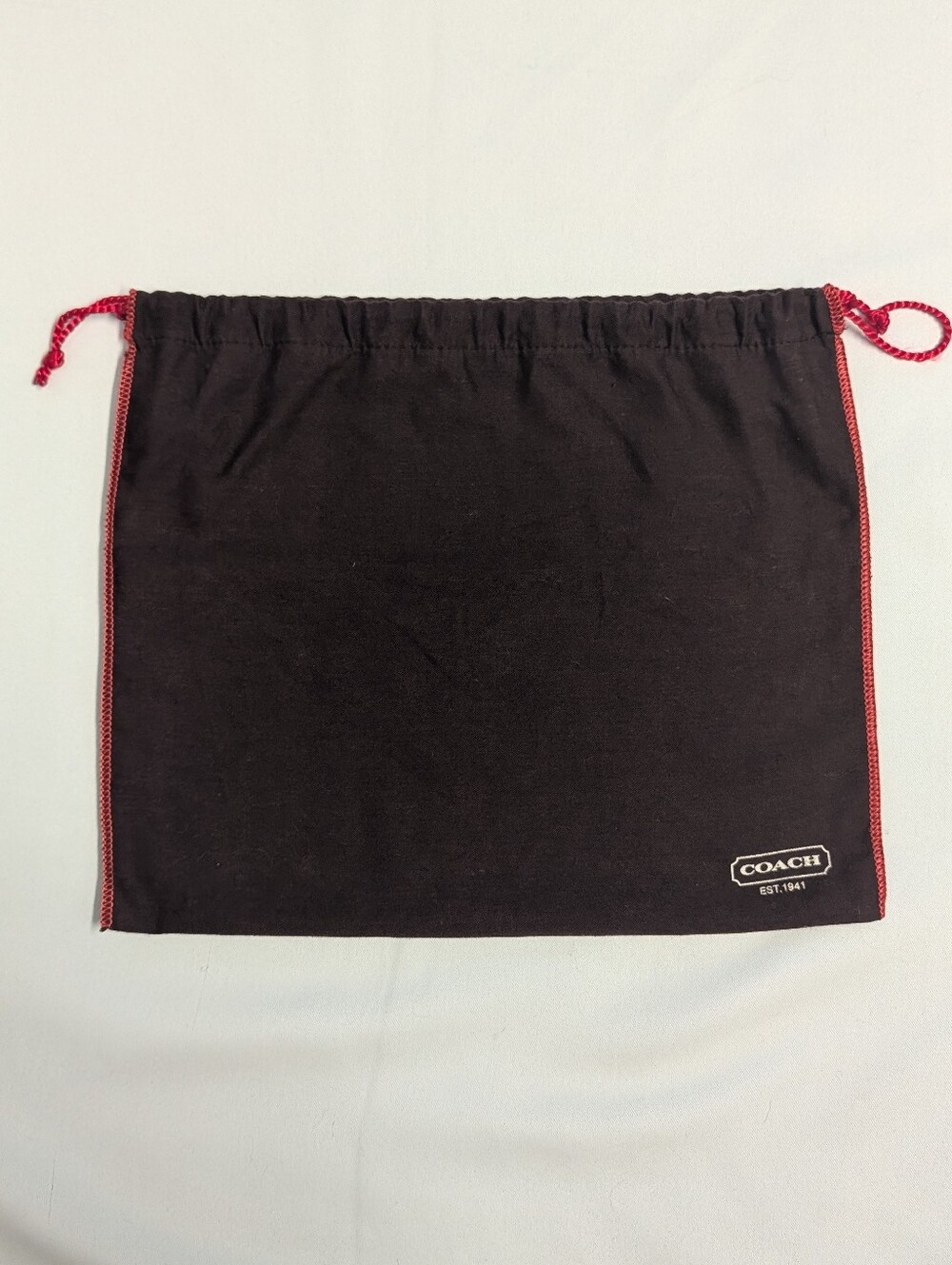 COACH Black Drawstring Dust Bag with Red Trim